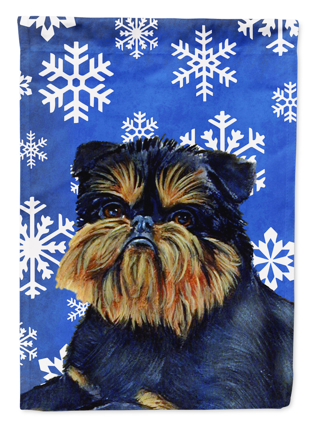 Brussels Griffon Winter Snowflakes Holiday Flag Canvas House Size  the-store.com.