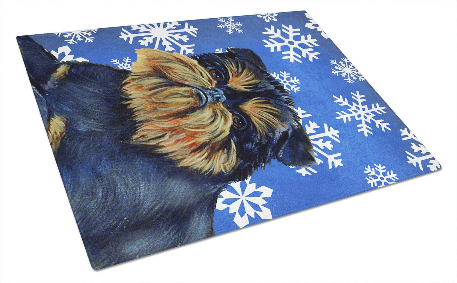 Brussels Griffon Winter Snowflakes Holiday Glass Cutting Board Large by Caroline's Treasures