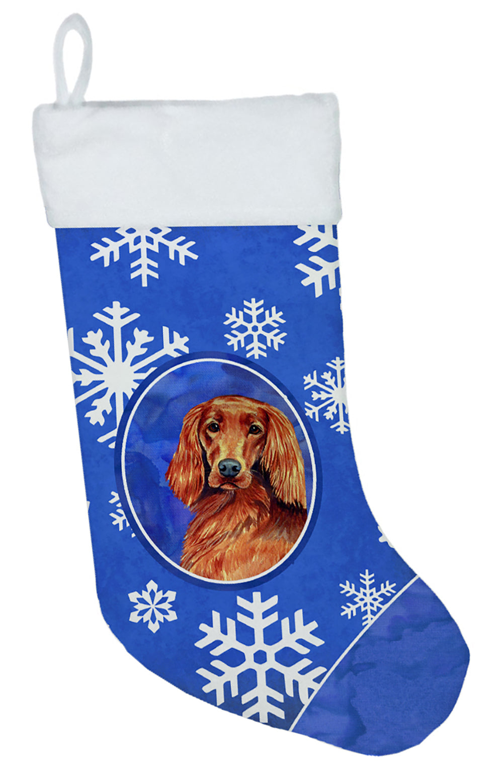 Irish Setter Winter Snowflakes Snowflakes Holiday Christmas Stocking LH9299  the-store.com.