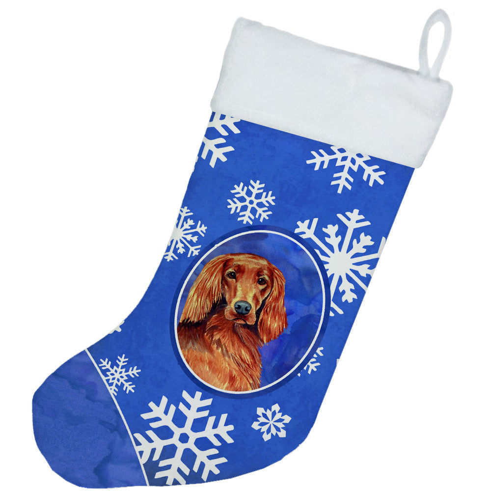 Irish Setter Winter Snowflakes Snowflakes Holiday Christmas Stocking LH9299  the-store.com.