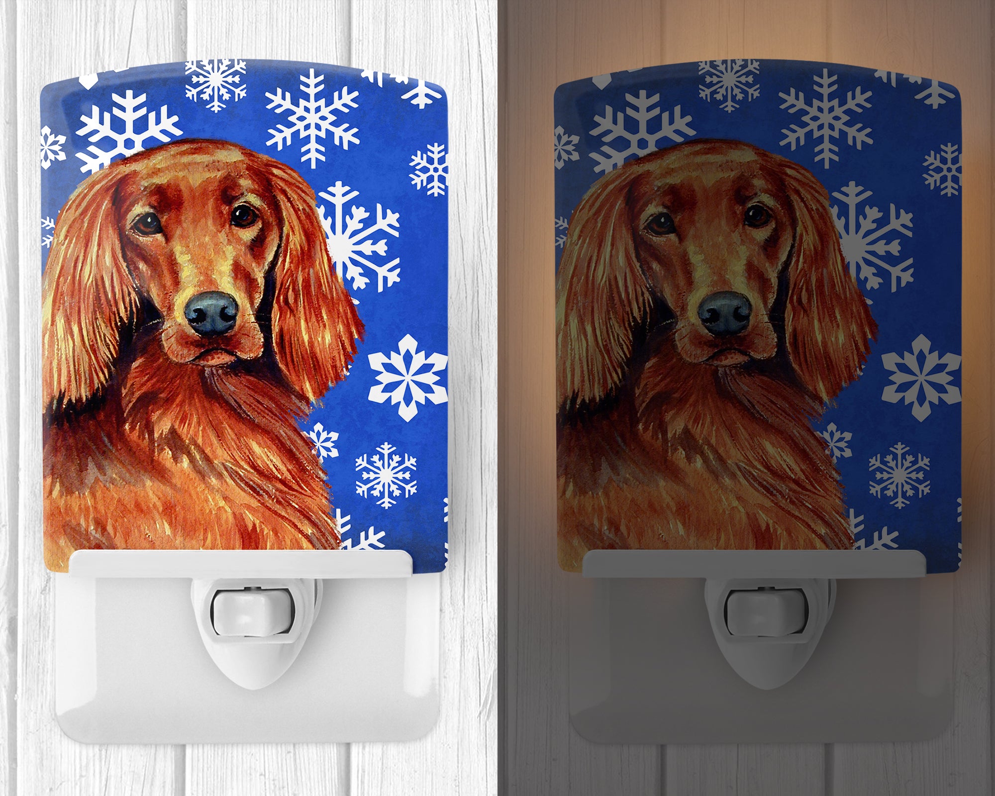 Irish Setter Winter Snowflakes Holiday Ceramic Night Light LH9299CNL - the-store.com