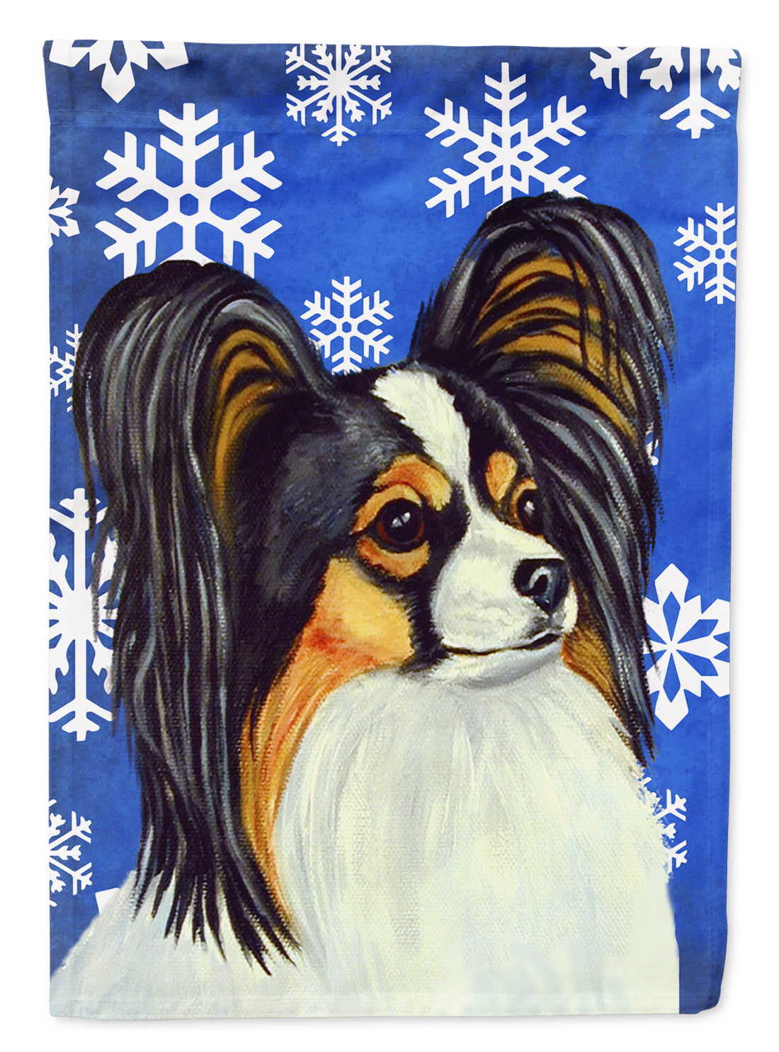 Papillon Winter Snowflakes Holiday Flag Canvas House Size  the-store.com.