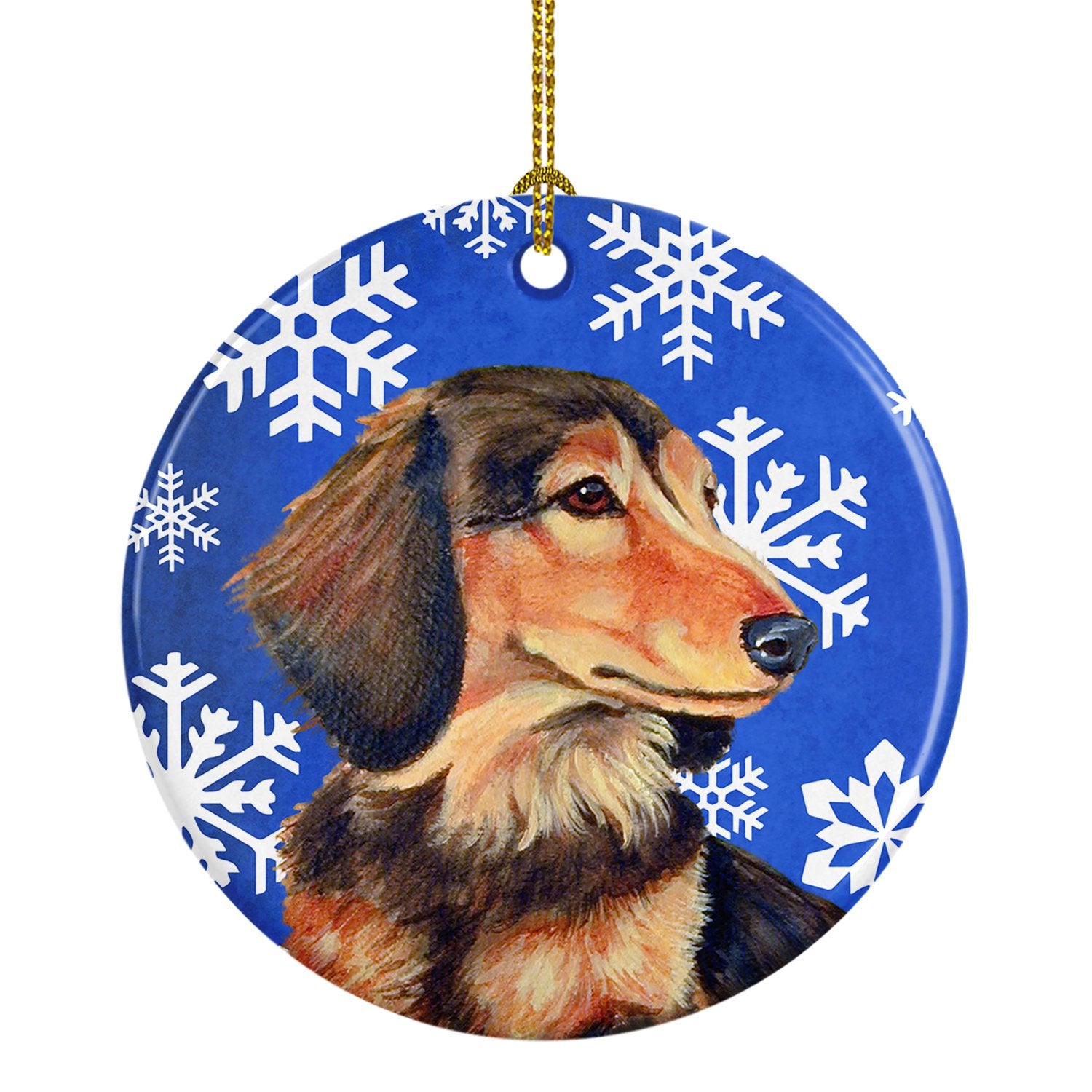 Dachshund Winter Snowflake Holiday Ceramic Ornament LH9301 by Caroline's Treasures