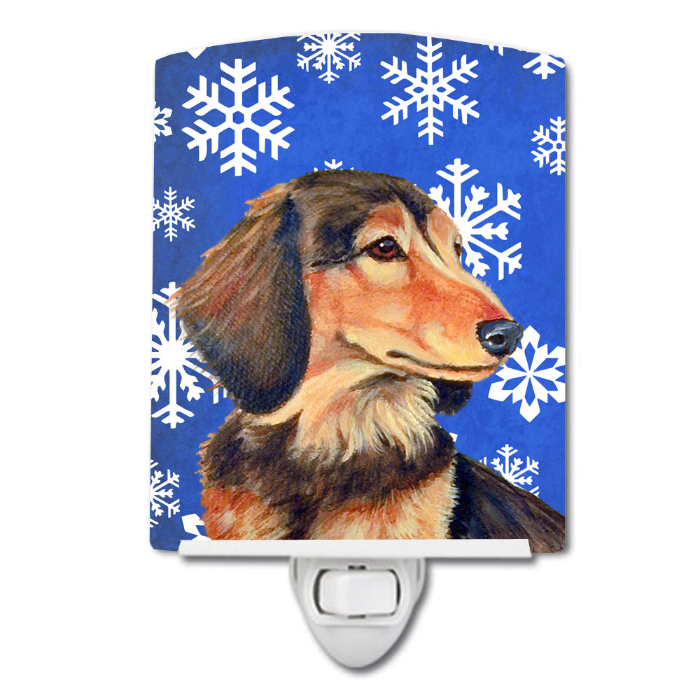 Dachshund Winter Snowflakes Holiday Ceramic Night Light LH9301CNL - the-store.com