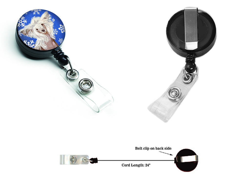 Chinese Crested Winter Snowflakes Holiday Retractable Badge Reel LH9302BR  the-store.com.