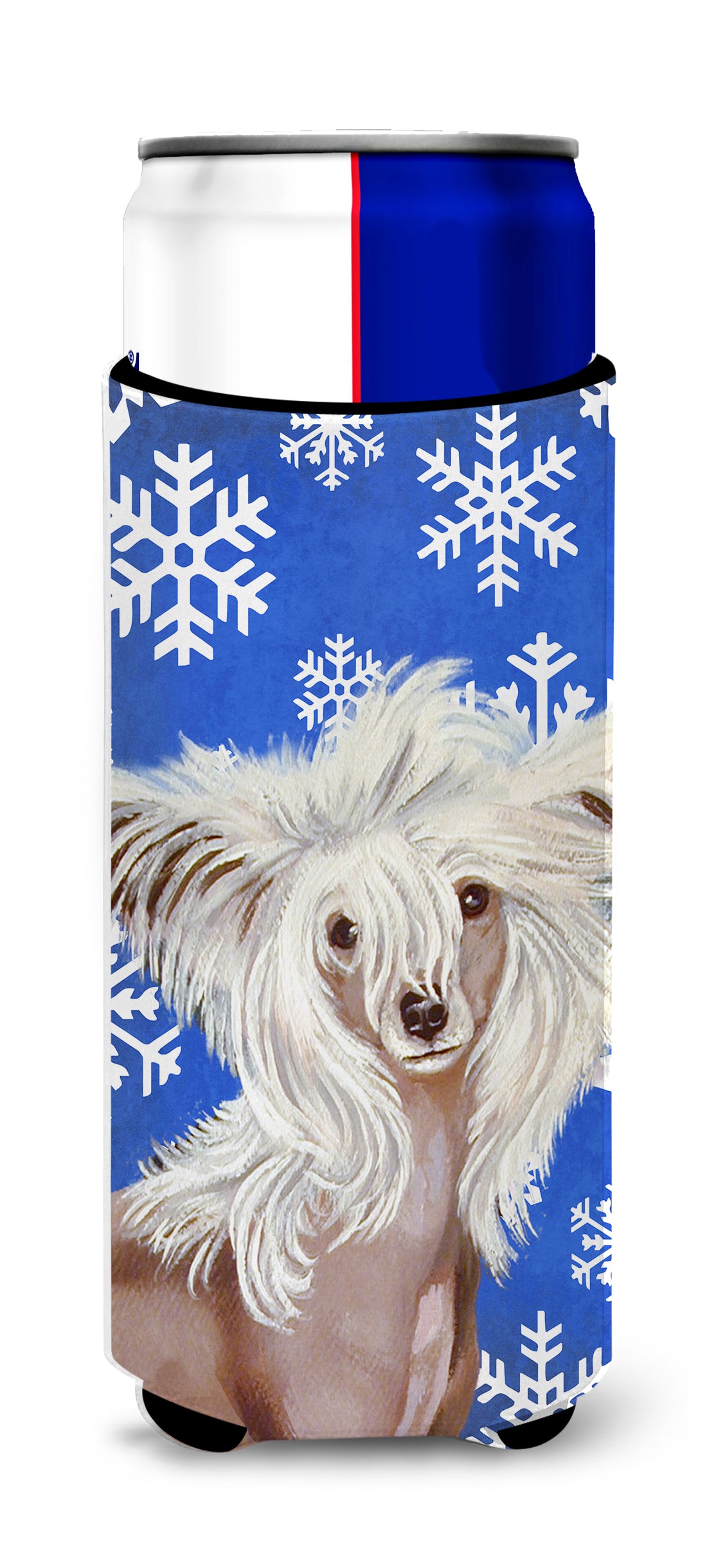 Chinese Crested Winter Snowflakes Holiday Ultra Beverage Insulators for slim cans LH9302MUK.