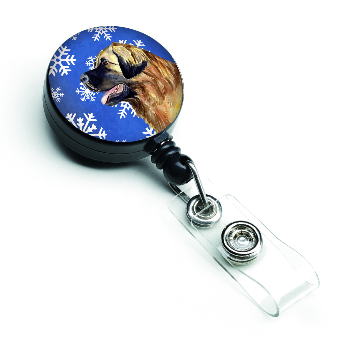 Leonberger Winter Snowflakes Holiday Retractable Badge Reel LH9303BR  the-store.com.