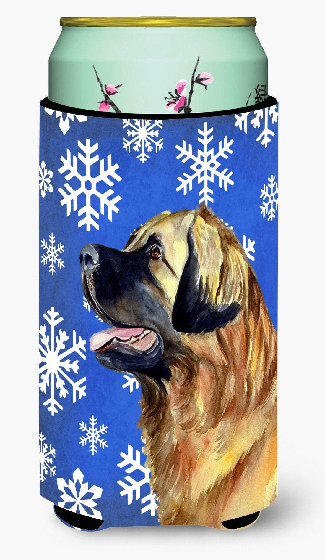 Leonberger Winter Snowflakes Holiday  Tall Boy Beverage Insulator Beverage Insulator Hugger by Caroline's Treasures