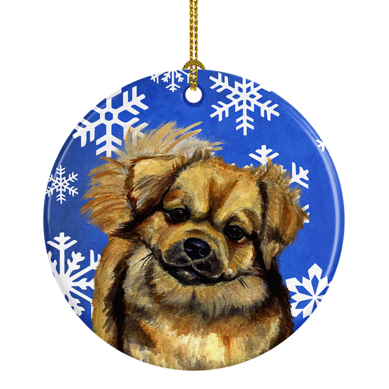 Tibetan Spaniel Winter Snowflake Holiday Ceramic Ornament LH9304 - the-store.com