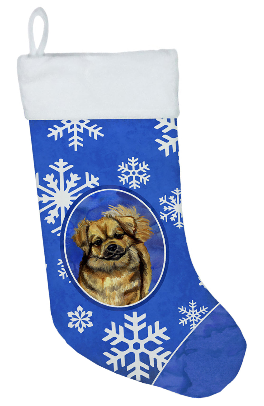 Tibetan Spaniel Winter Snowflakes Snowflakes Holiday Christmas Stocking LH9304  the-store.com.