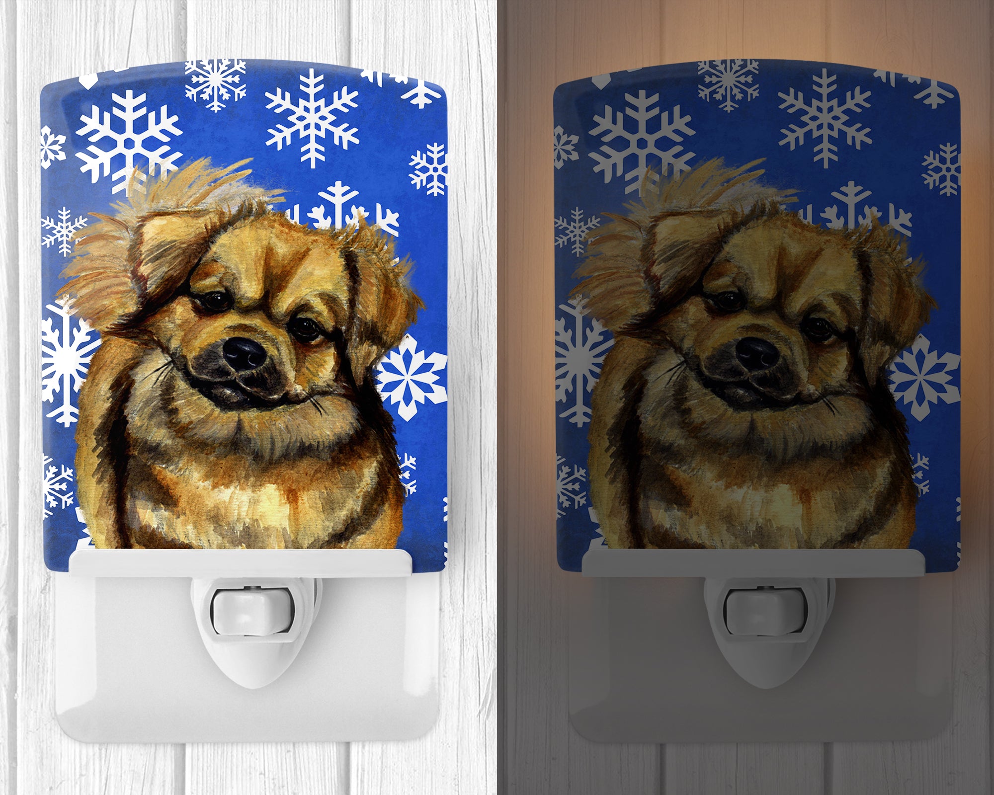 Tibetan Spaniel Winter Snowflakes Holiday Ceramic Night Light LH9304CNL - the-store.com