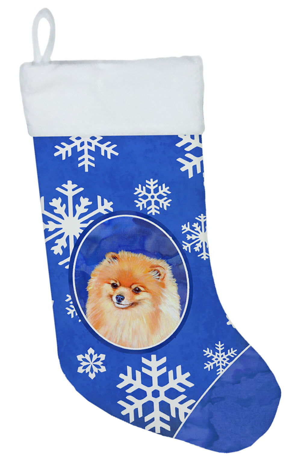 Pomeranian Winter Snowflakes Snowflakes Holiday Christmas Stocking LH9305  the-store.com.