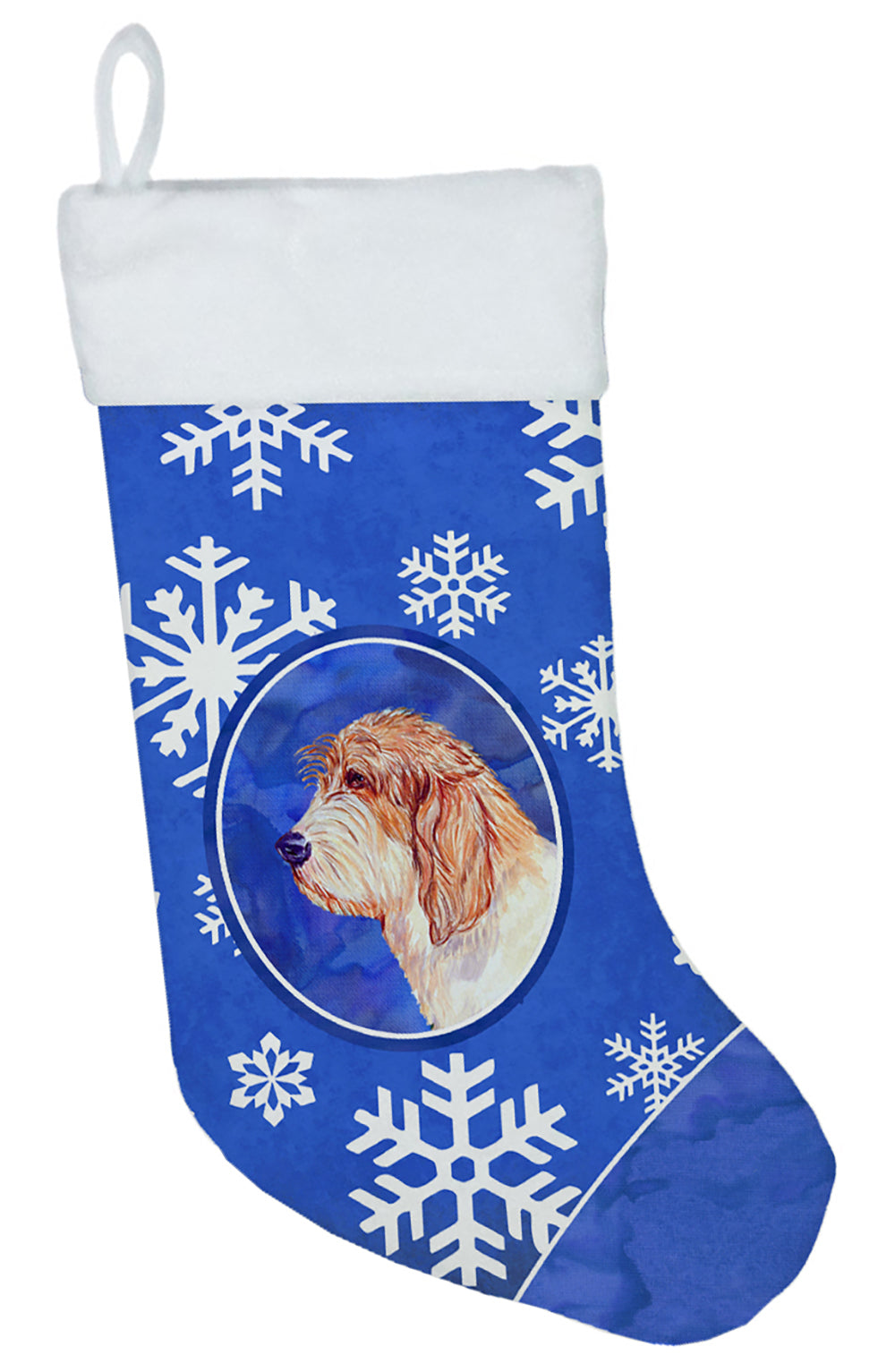 Petit Basset Griffon Vendeen Snowflakes Snowflakes Holiday Christmas Stocking  the-store.com.