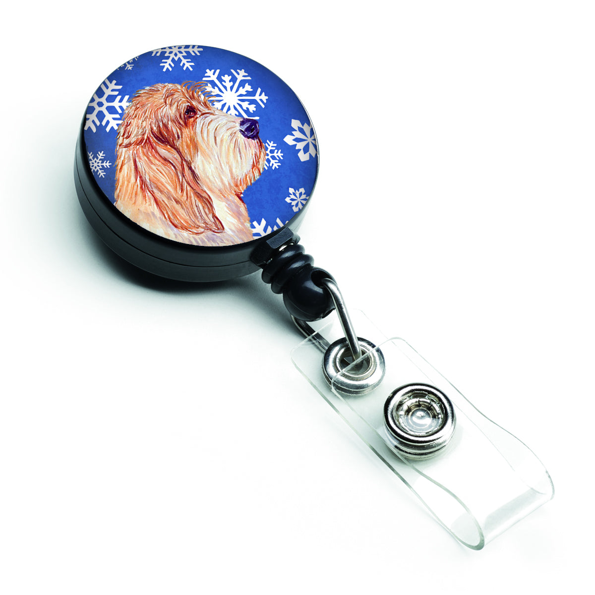 Petit Basset Griffon Vendeen Winter Snowflakes Holiday Retractable Badge Reel LH9307BR  the-store.com.