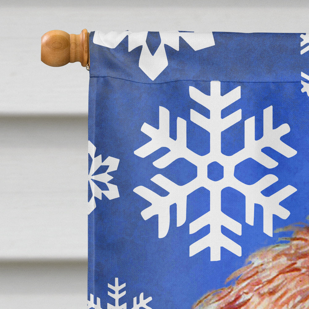 Petit Basset Griffon Vendeen Winter Snowflakes Holiday Flag Canvas House Size  the-store.com.