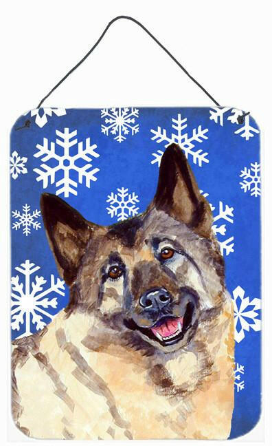 Norwegian Elkhound Winter Snowflakes Flag Wall or Door Hanging Prints LH9308 by Caroline's Treasures