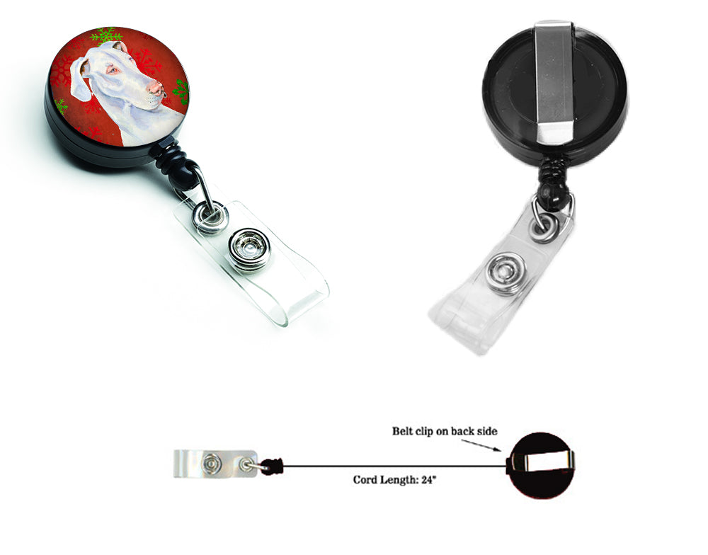 Great Dane Red and Green Snowflakes Holiday Christmas Retractable Badge Reel LH9311BR  the-store.com.