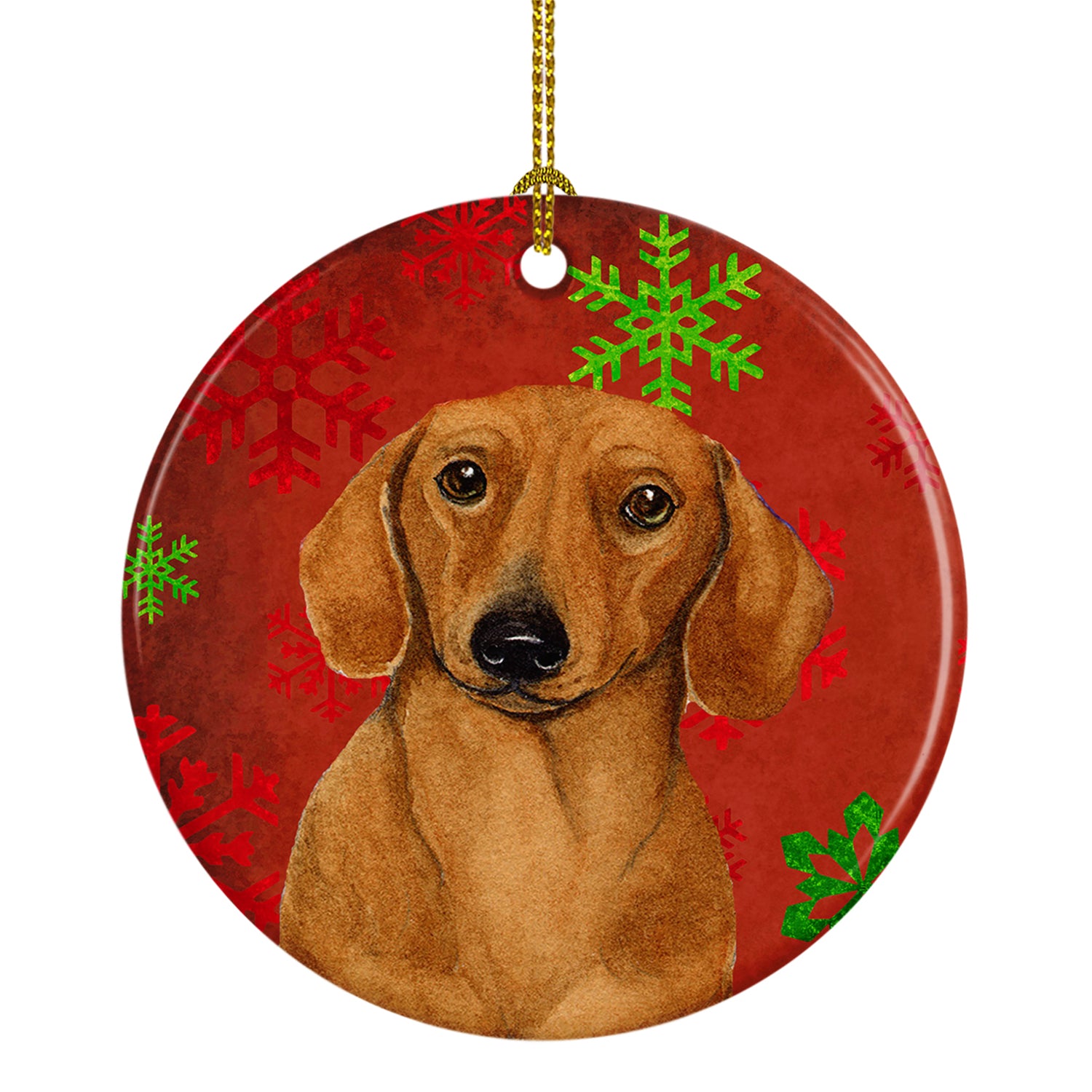 Dachshund Red Snowflake Holiday Christmas Ceramic Ornament LH9312 - the-store.com