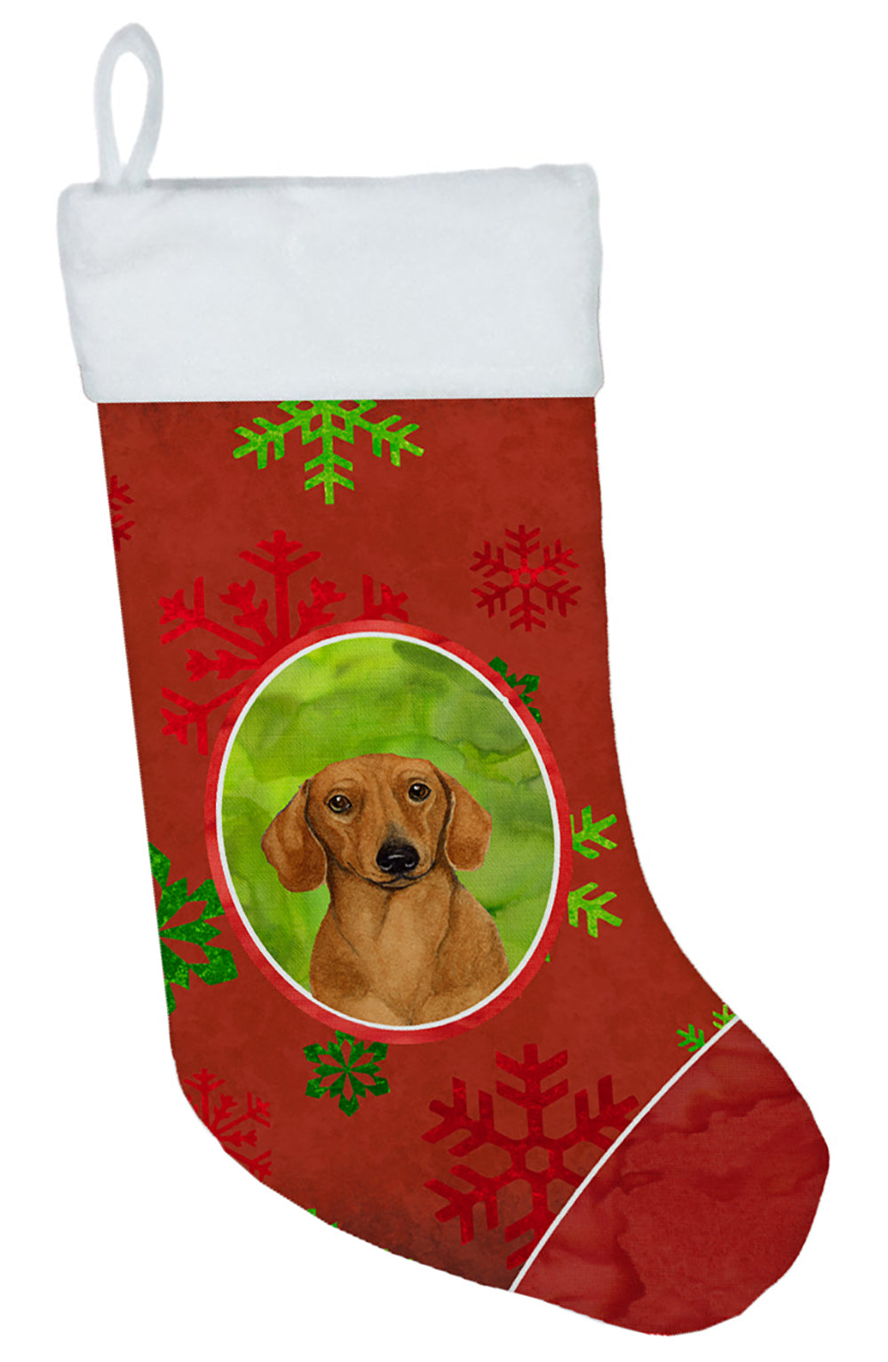 Dachshund Red and Green Snowflakes Holiday Christmas Christmas Stocking LH9312  the-store.com.