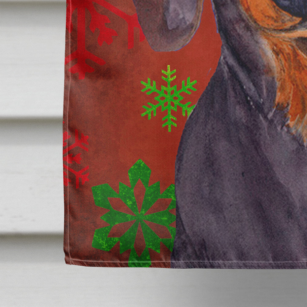 Dachshund Red Green Snowflake Holiday Christmas Flag Canvas House Size  the-store.com.