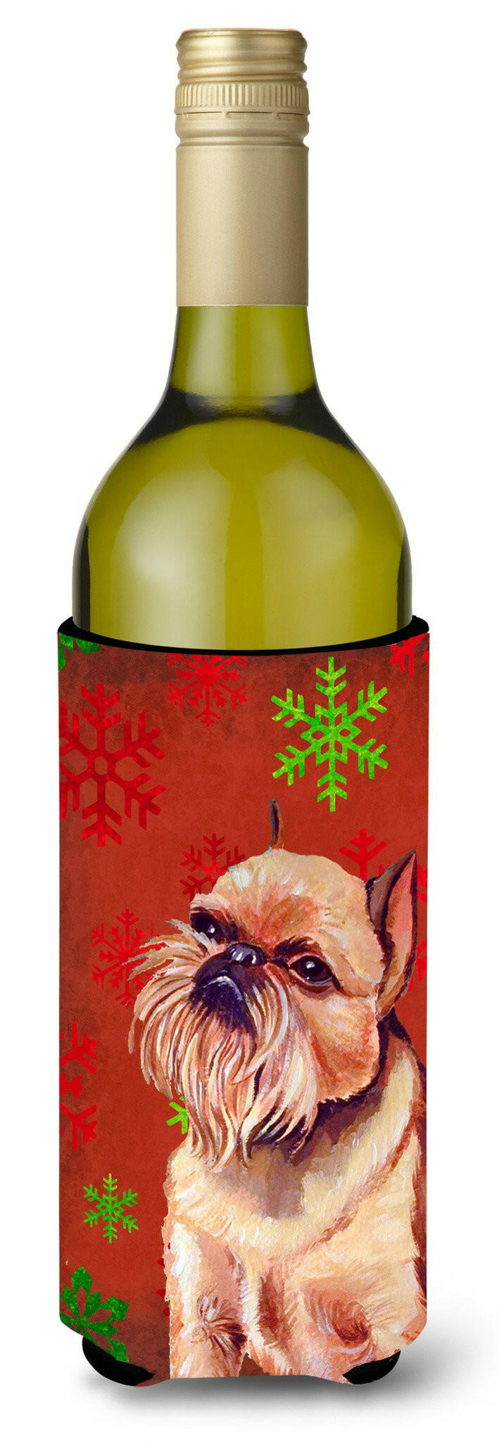 Brussels Griffon    Snowflakes Holiday Christmas Wine Bottle Beverage Insulator Beverage Insulator Hugger by Caroline's Treasures