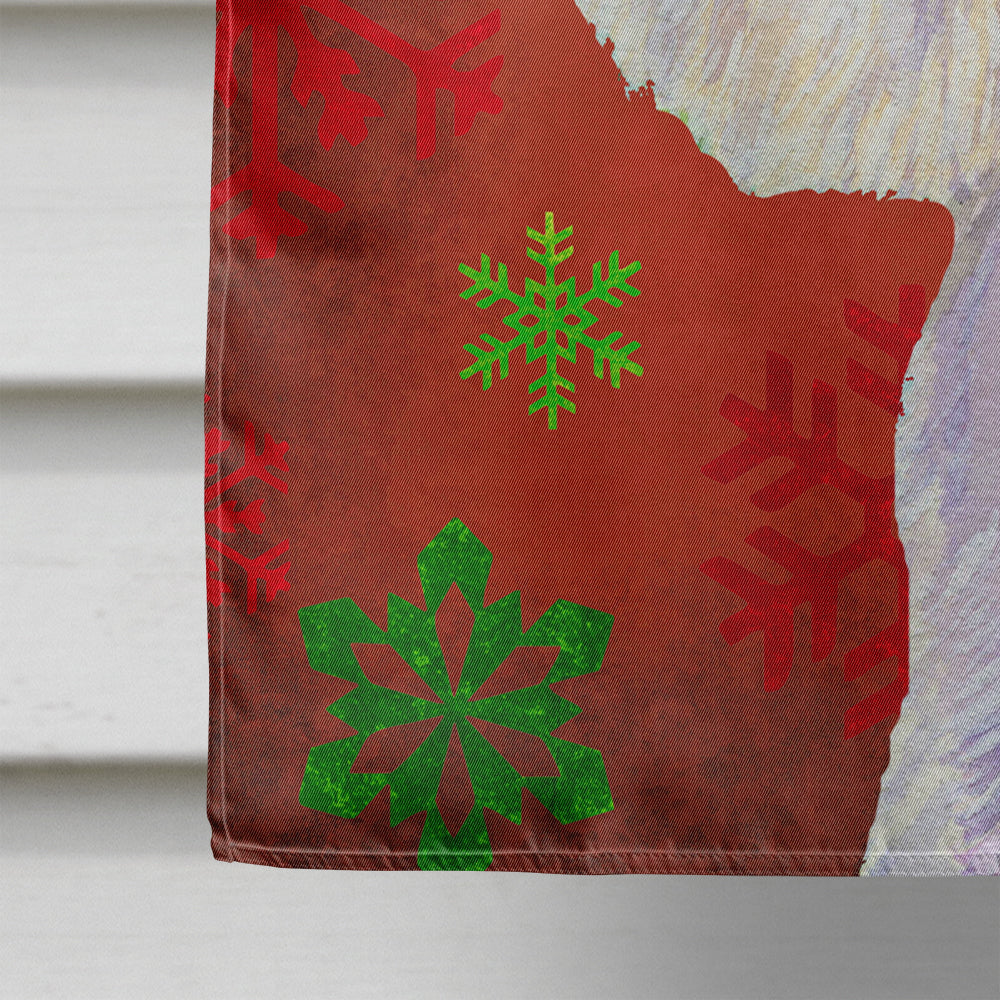 Westie Red and Green Snowflakes Holiday Christmas Flag Canvas House Size  the-store.com.