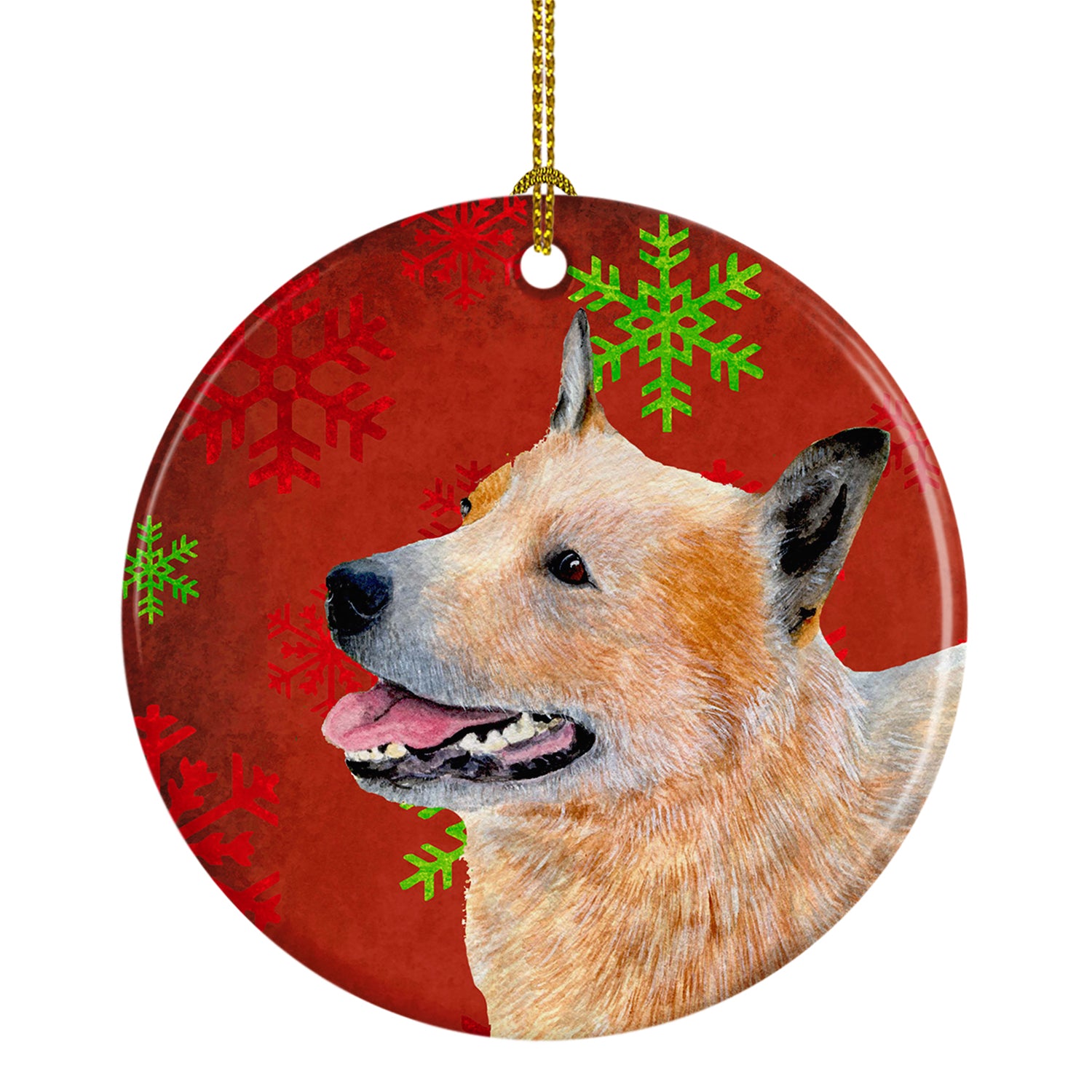 Australian Cattle Dog Red Snowflake Holiday Christmas Ceramic Ornament LH9317 - the-store.com