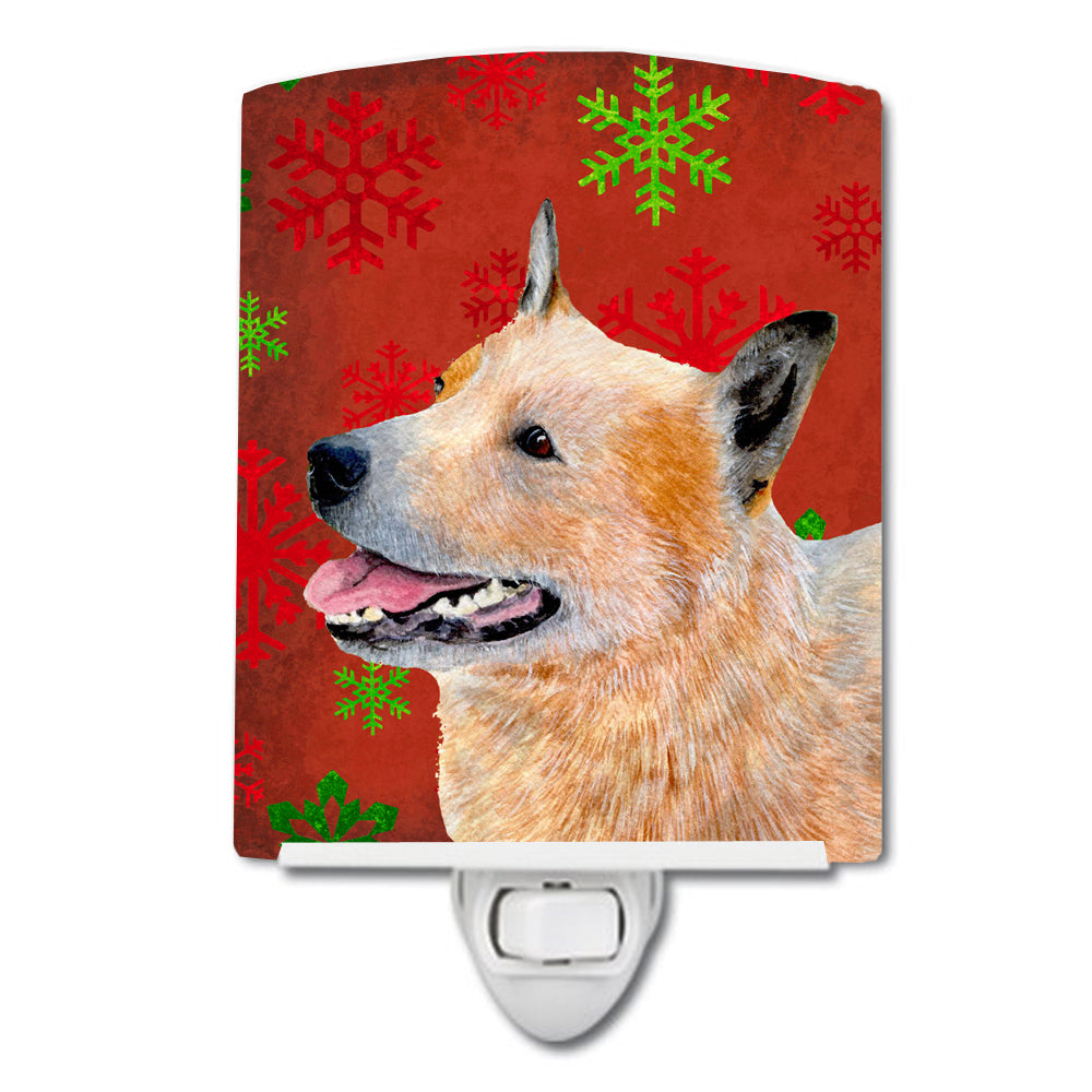 Australian Cattle Dog Red Green Snowflakes Christmas Ceramic Night Light LH9317CNL - the-store.com