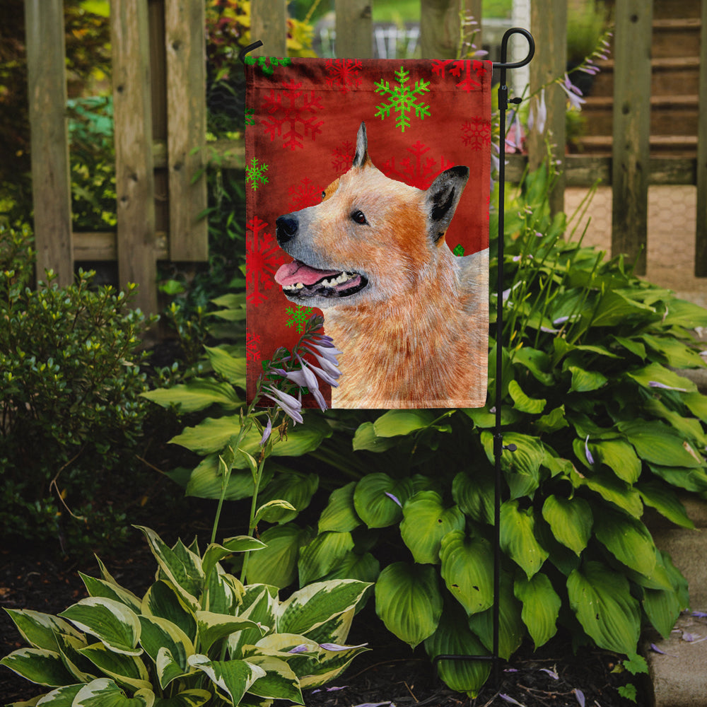 Australian Cattle Dog Red Green Snowflakes Christmas Flag Garden Size.