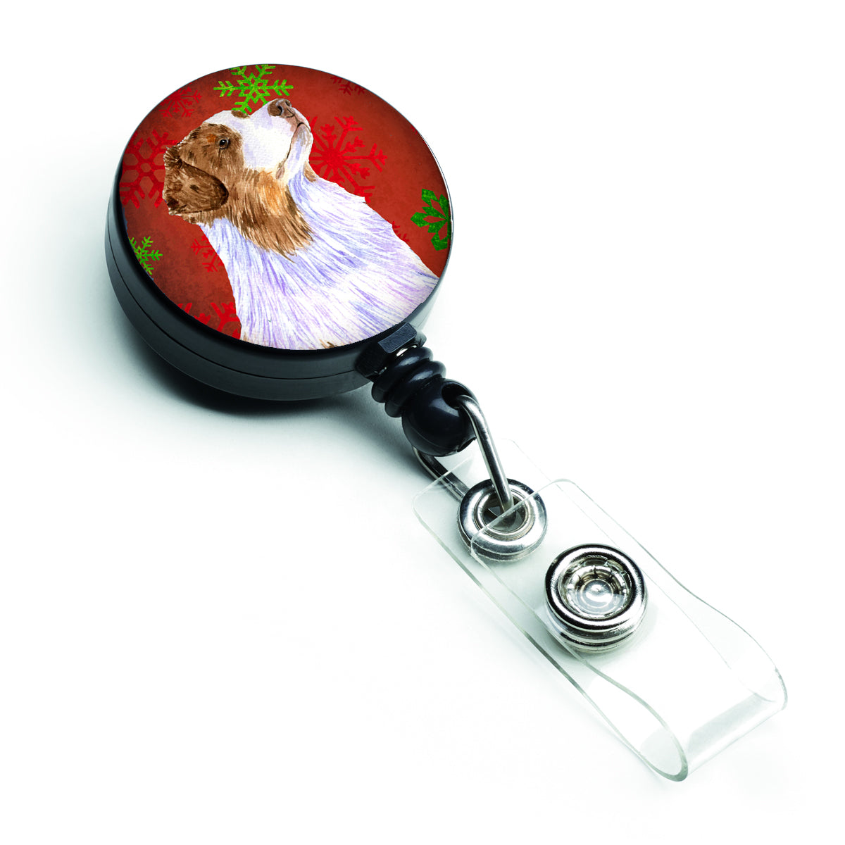 Australian Shepherd Red Green Snowflakes Christmas Retractable Badge Reel LH9318BR  the-store.com.