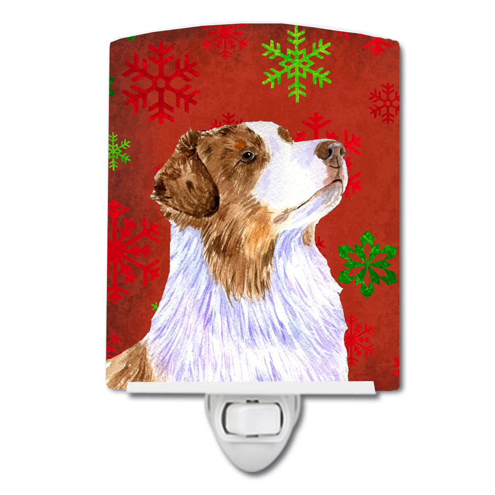 Australian Shepherd Red Green Snowflakes Christmas Ceramic Night Light LH9318CNL - the-store.com