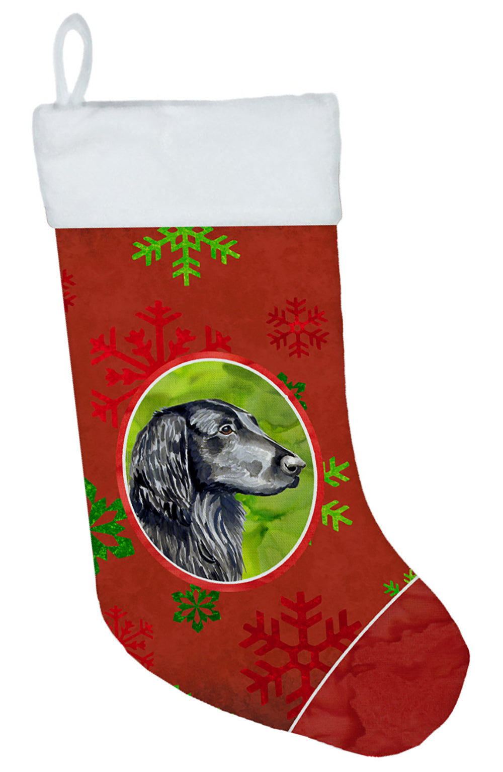 Flat Coated Retriever Red Snowflakes Holiday Christmas Christmas Stocking  the-store.com.