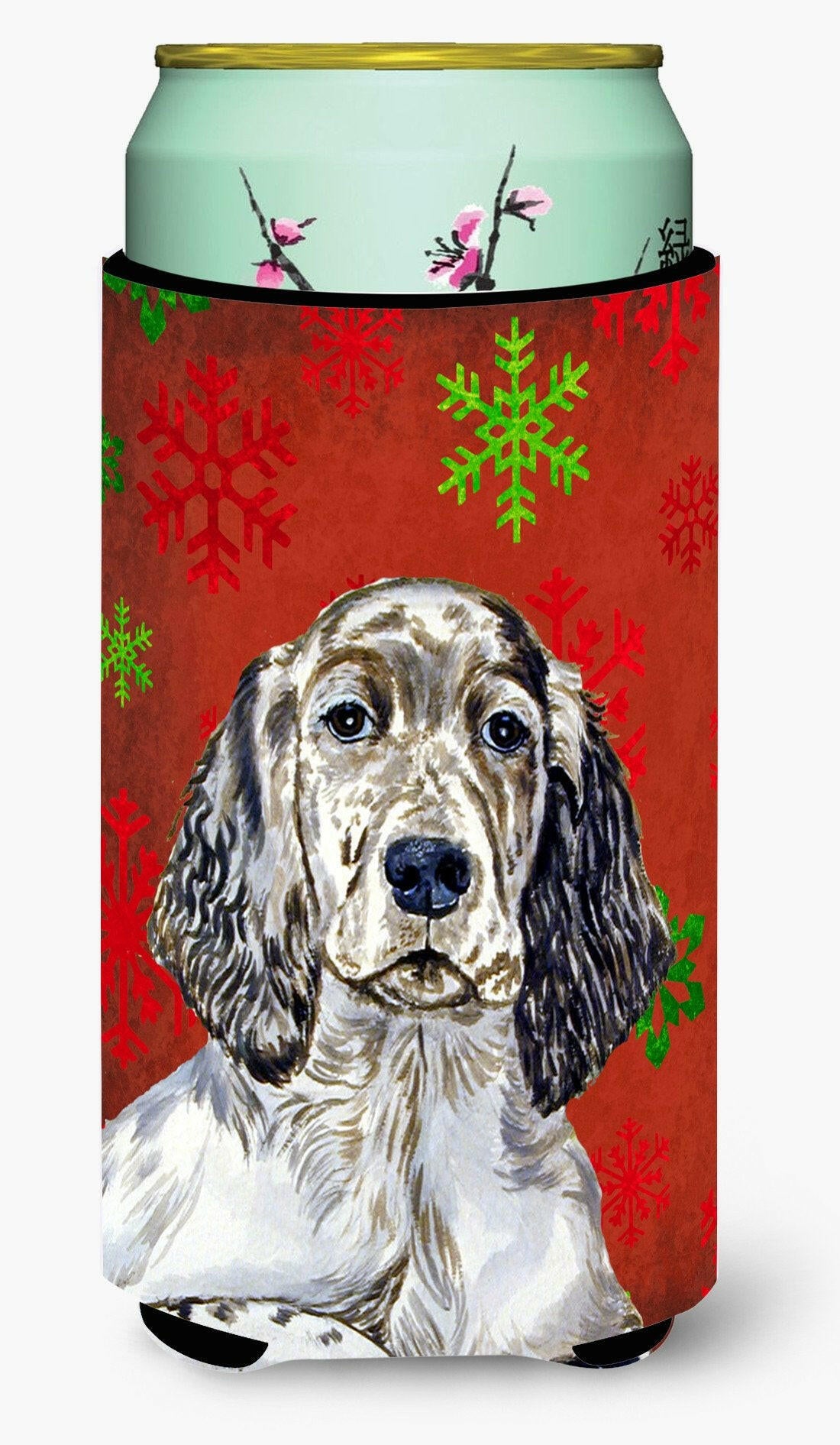 English Setter Snowflakes Holiday Christmas  Tall Boy Beverage Insulator Beverage Insulator Hugger by Caroline&#39;s Treasures