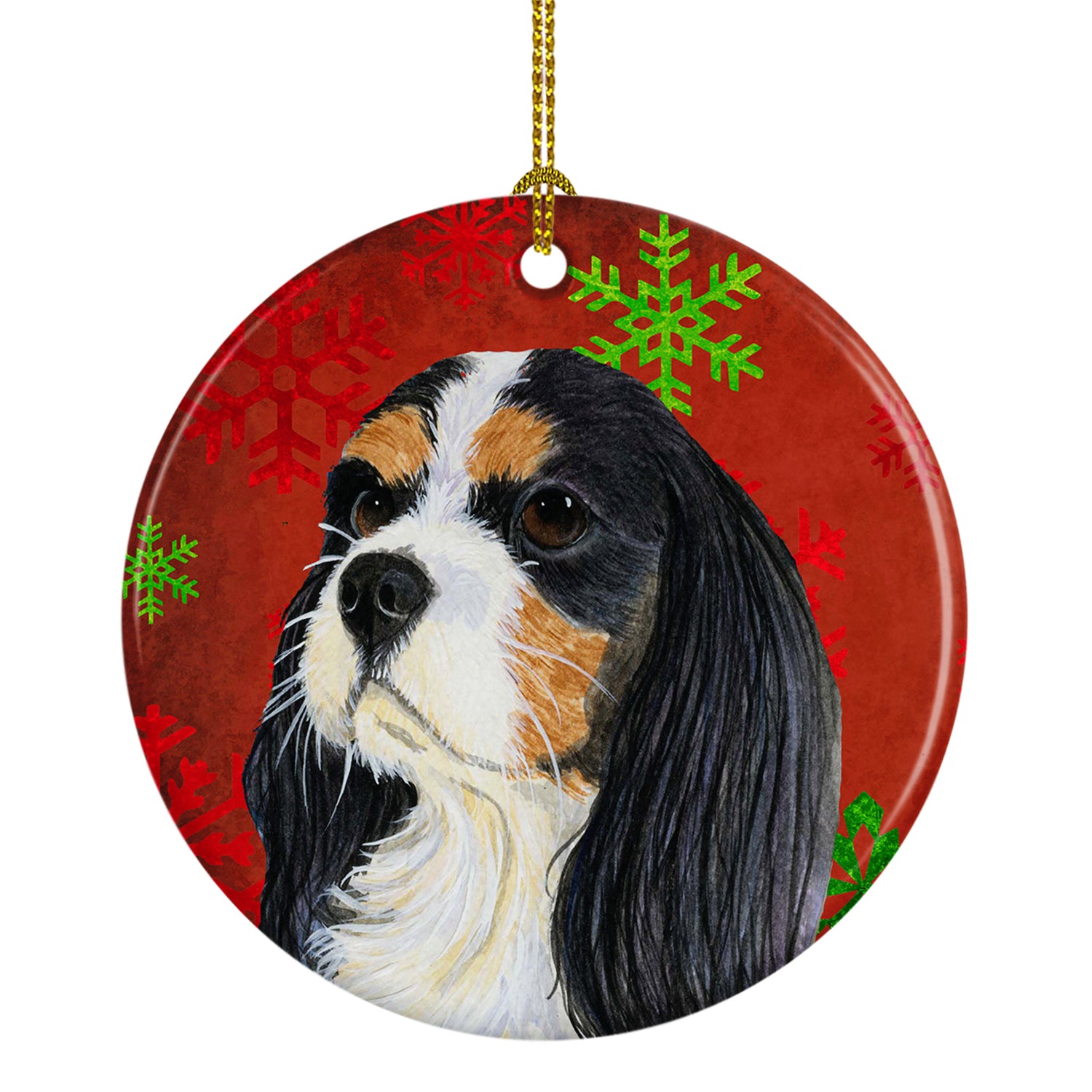 Cavalier Spaniel Red Snowflake Holiday Christmas Ceramic Ornament LH9324 - the-store.com