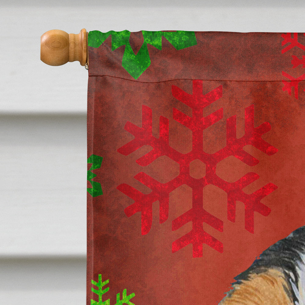 Cavalier Spaniel Red  Green Snowflakes Holiday Christmas Flag Canvas House Size  the-store.com.