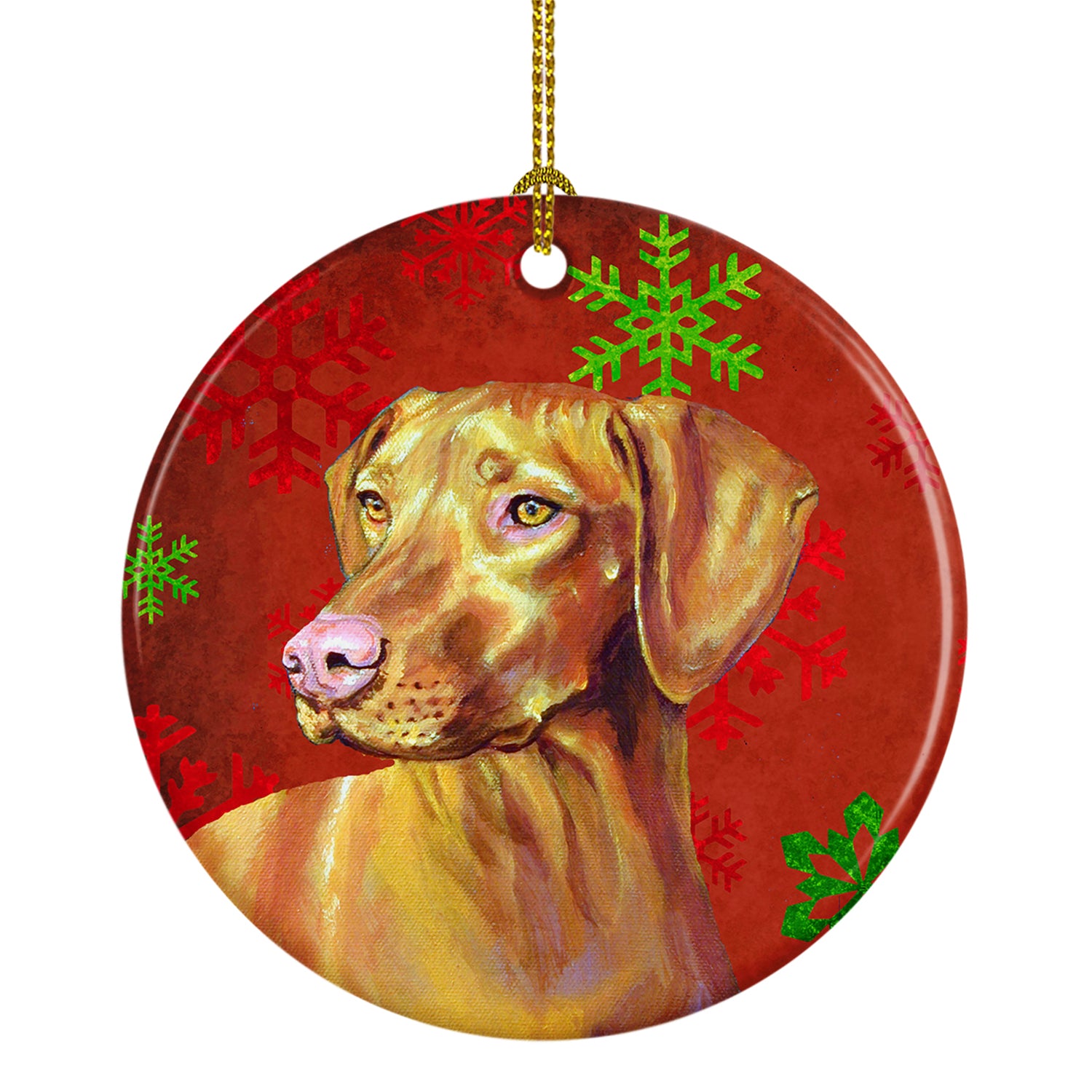 Vizsla Red Snowflake Holiday Christmas Ceramic Ornament LH9325 - the-store.com