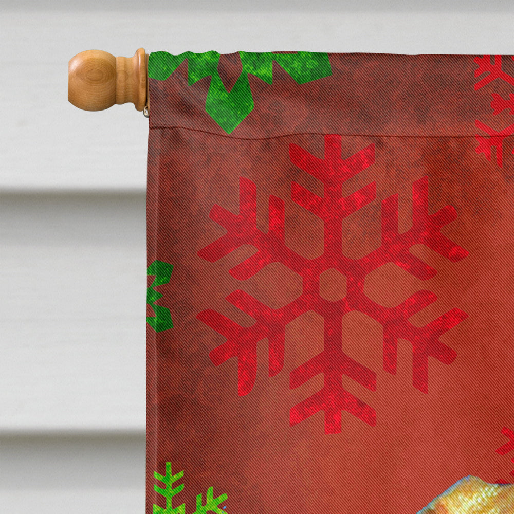 Vizsla Red and Green Snowflakes Holiday Christmas Flag Canvas House Size  the-store.com.