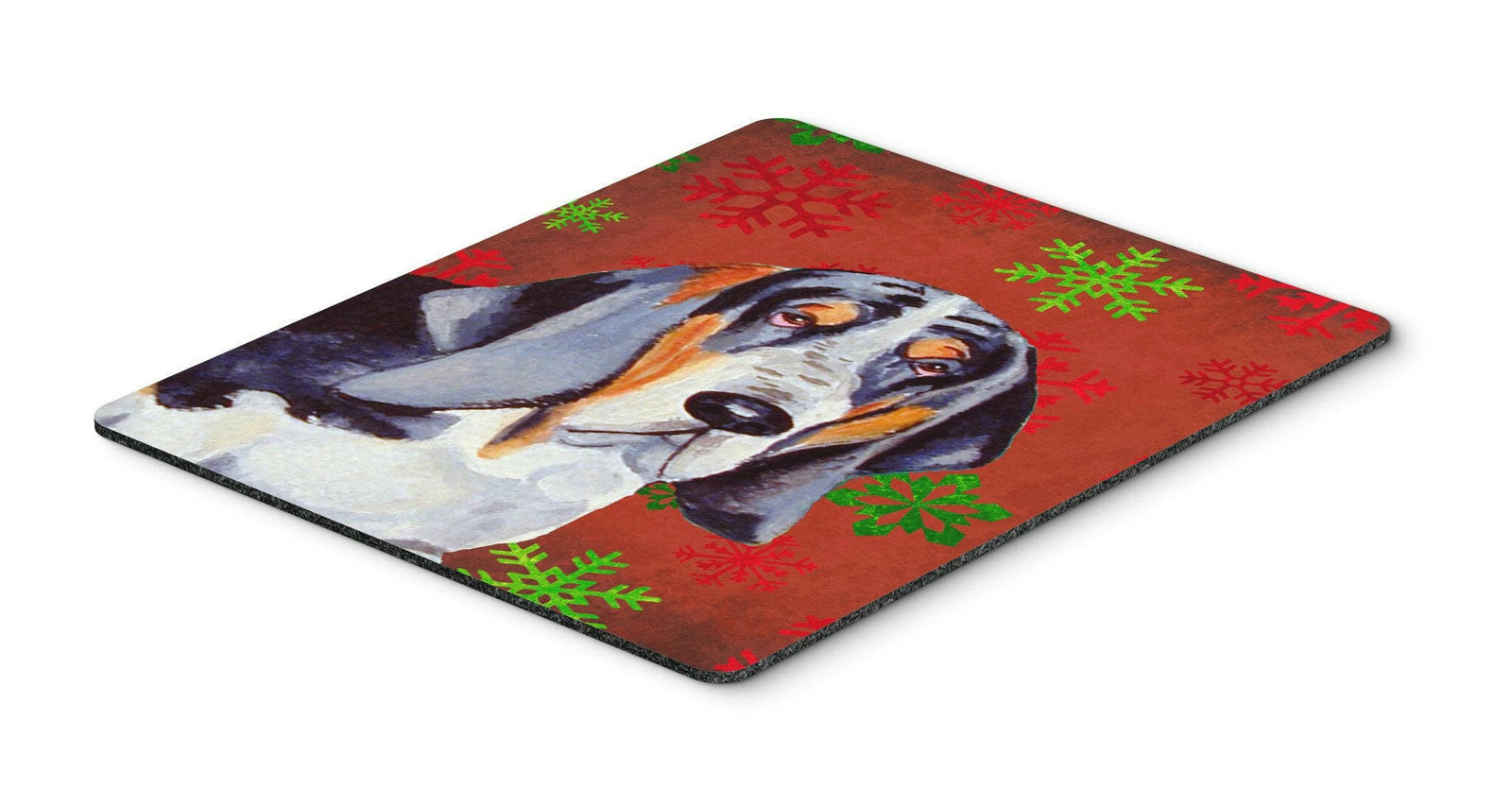 Basset Hound Red and Green Snowflakes Christmas Mouse Pad, Hot Pad or Trivet by Caroline's Treasures