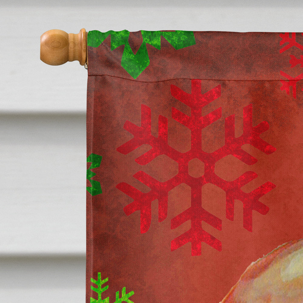 Basset Hound Red and Green Snowflakes Holiday Christmas Flag Canvas House Size  the-store.com.