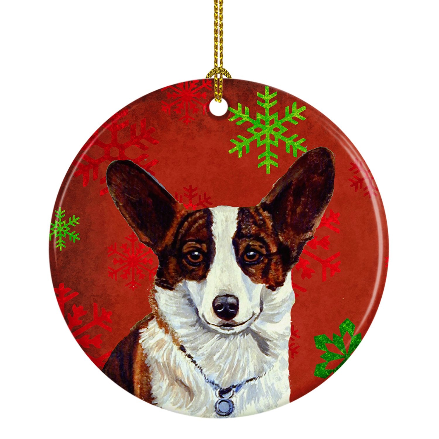 Corgi Red Snowflake Holiday Christmas Ceramic Ornament LH9333 by Caroline's Treasures