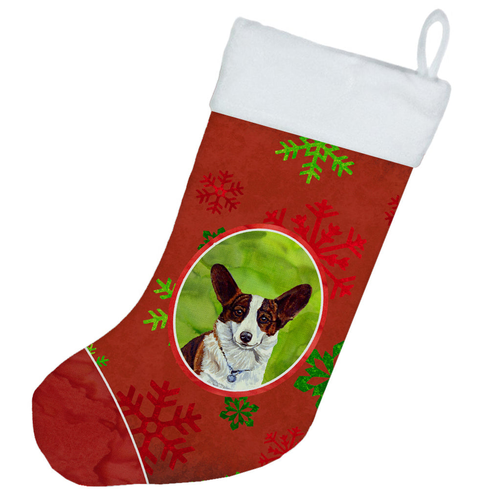 Corgi Red and Green Snowflakes Holiday Christmas Christmas Stocking LH9333  the-store.com.