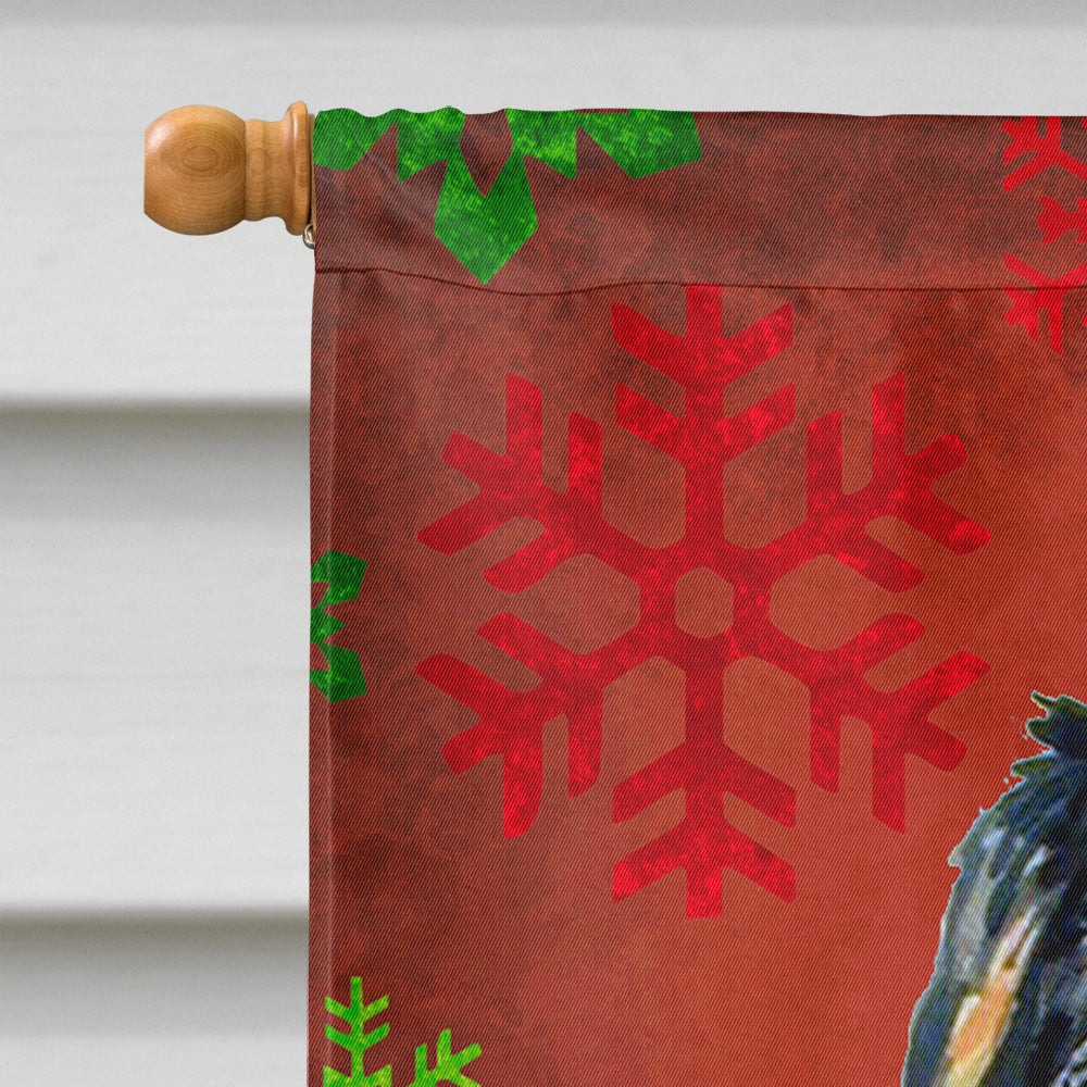 Bernese Mountain Dog Red Snowflakes Holiday Christmas Flag Canvas House Size  the-store.com.