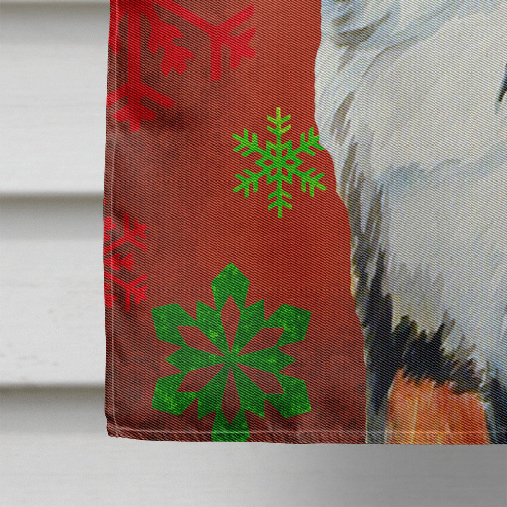 Bernese Mountain Dog Red Snowflakes Holiday Christmas Flag Canvas House Size  the-store.com.