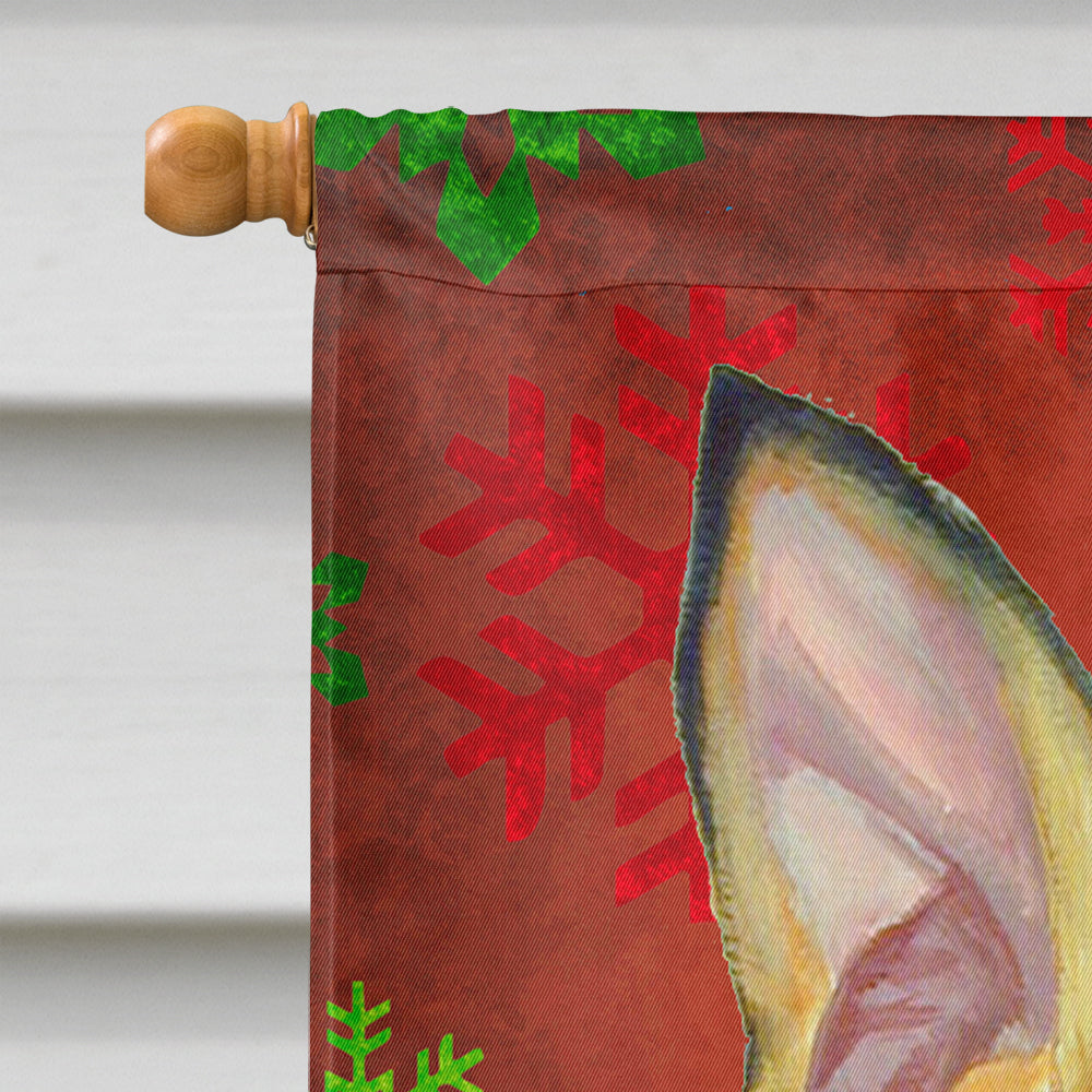 Min Pin Red and Green Snowflakes Holiday Christmas Flag Canvas House Size  the-store.com.