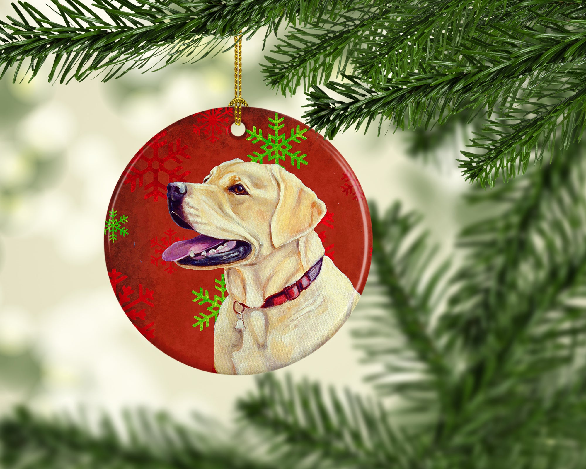 Labrador Red Snowflake Holiday Christmas Ceramic Ornament LH9338 - the-store.com