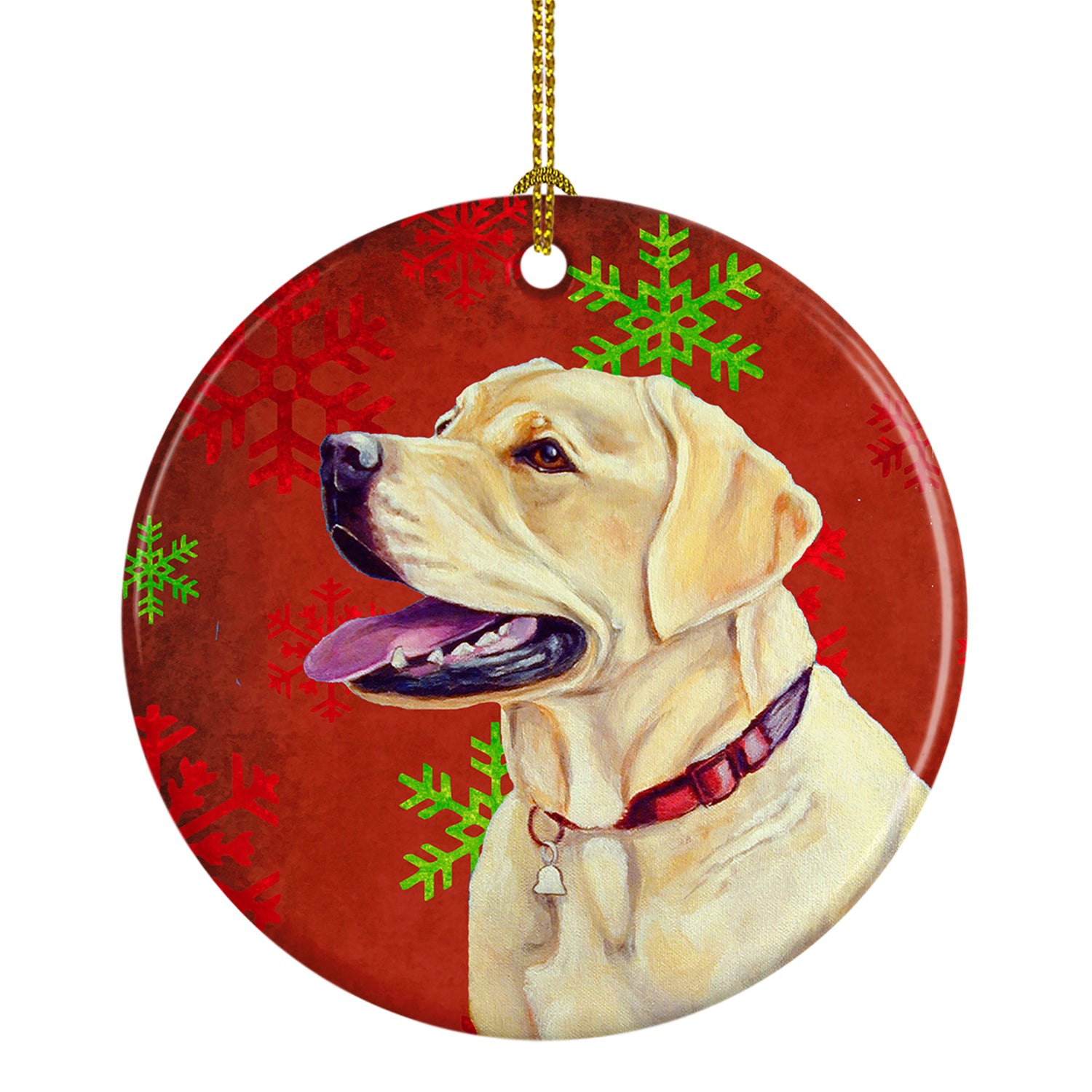 Labrador Red Snowflake Holiday Christmas Ceramic Ornament LH9338 - the-store.com