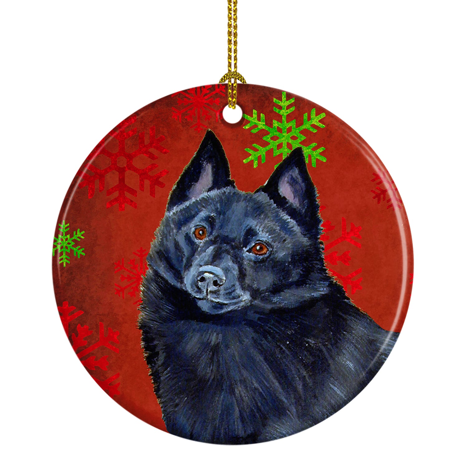 Schipperke Red Snowflake Holiday Christmas Ceramic Ornament LH9339 - the-store.com