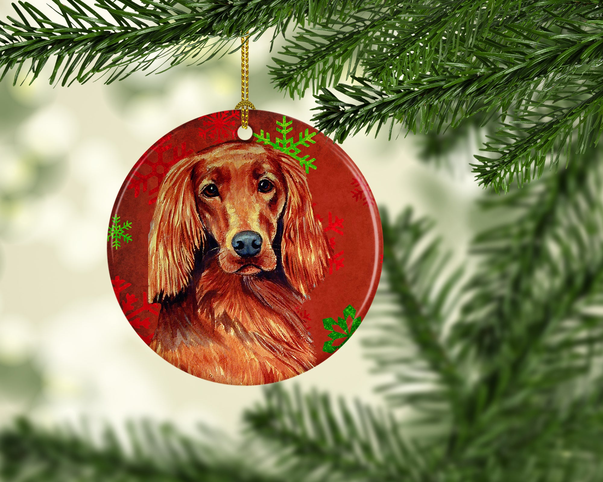 Irish Setter Red Snowflake Holiday Christmas Ceramic Ornament LH9344 - the-store.com