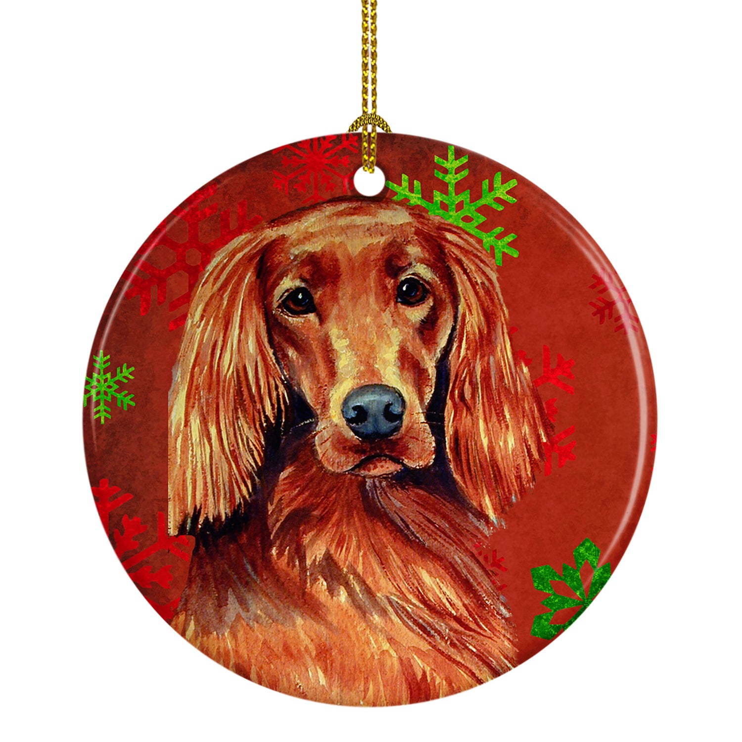 Irish Setter Red Snowflake Holiday Christmas Ceramic Ornament LH9344 - the-store.com