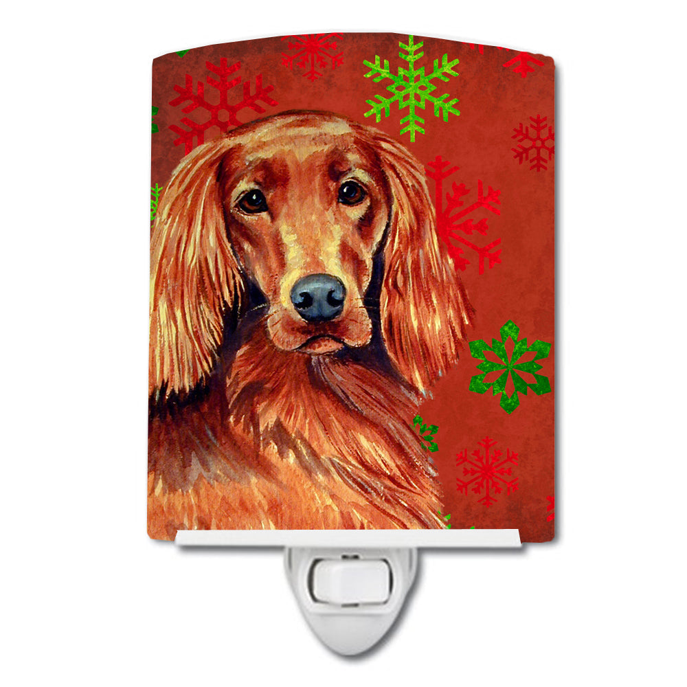 Irish Setter Red and Green Snowflakes Holiday Christmas Ceramic Night Light LH9344CNL - the-store.com